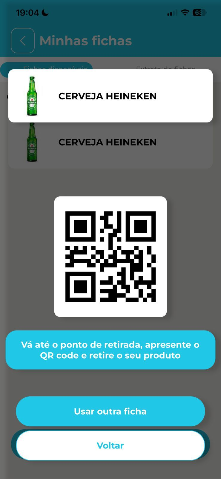 Exemplo de ficha BYP Ticket com QR Code para retirada no evento